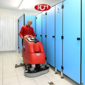 cleaning the floor with professional machines